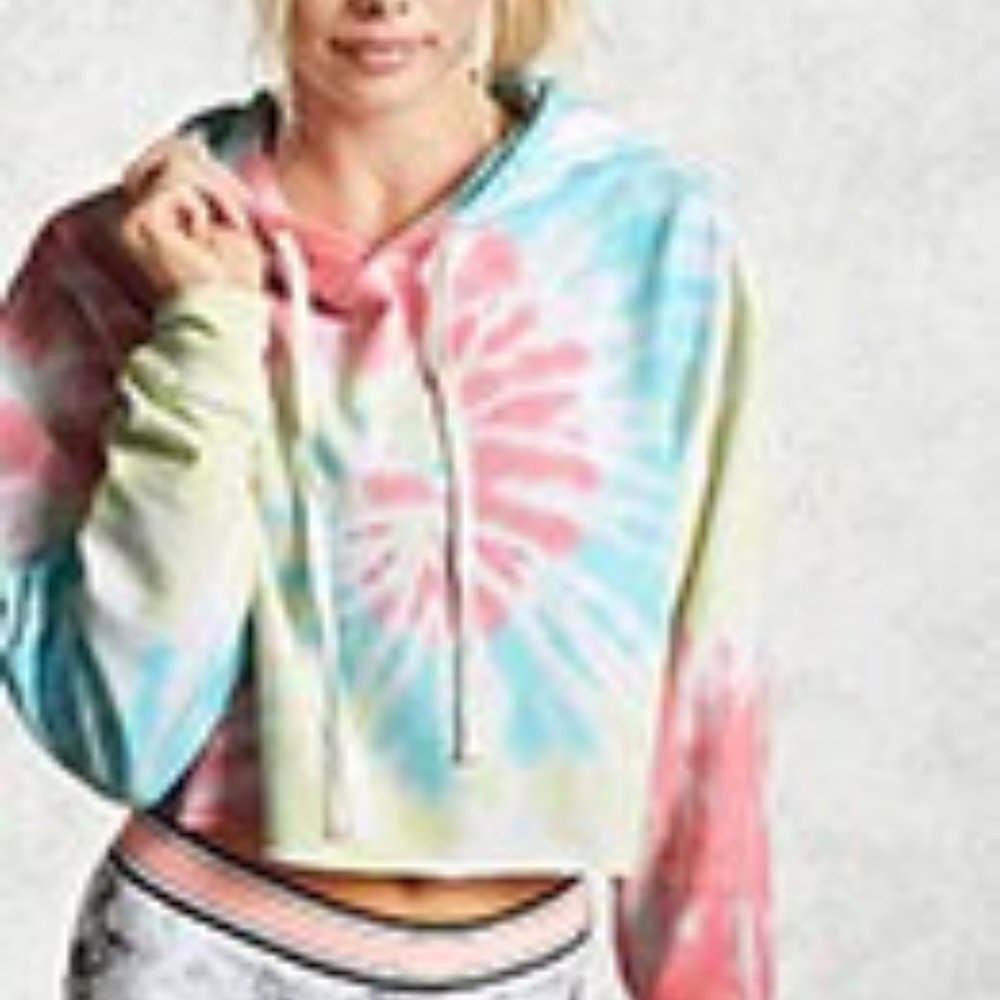 Cropped Tie Dye Hoodie Size Large